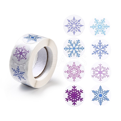 Christmas Themed Flat Round Roll Stickers X-DIY-B045-04A-1