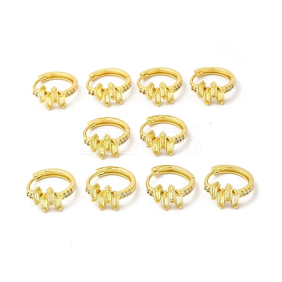 Cubic Zirconia Rectangle Hoop Earrings EJEW-E270-04G-05-1