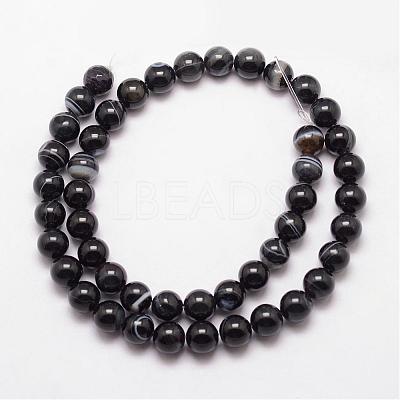 Natural Black Agate Bead Strands G-K166-13-10mm-05-1