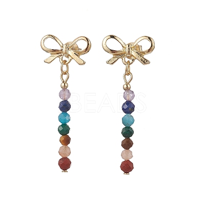 Chakra Bowknot Alloy Dangle Stud Earrings EJEW-JE06378-01-1