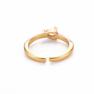 Brass Enamel Cuff Rings RJEW-T016-27C-NF-1