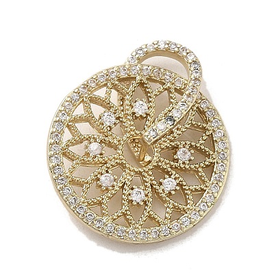 Brass Micro Pave Clear Cubic Zirconia Pendants KK-M275-36G-1