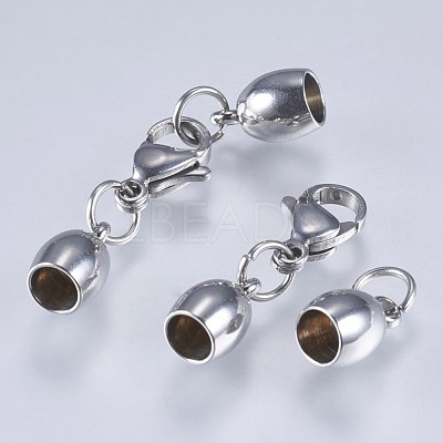 Tarnish Resistant 201 Stainless Steel Cord Ends STAS-F145-03P-9x6mm-1
