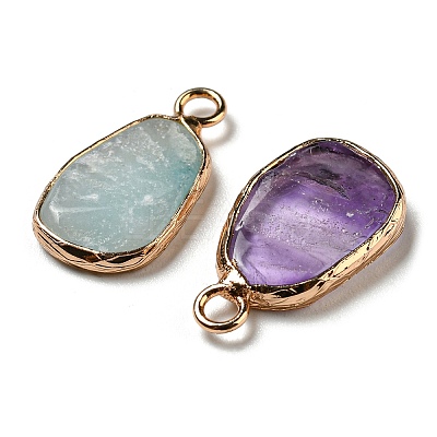 Natural Mixed Stone Pendants KK-C034-02G-1