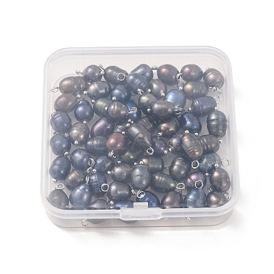 60Pcs 3 Styles Dyed Natural Cultured Freshwater Pearl Rice Pendants PALLOY-CW00005-1