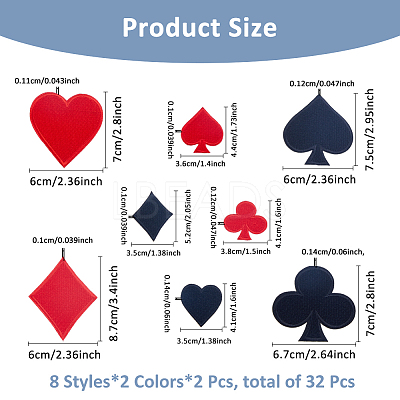 32Pcs 16 Styles Computerized Embroidery Cloth Iron on/Sew on Patches DIY-FH0007-33-1