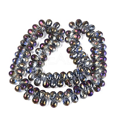 Electroplate Baking Paint Transparent Glass Beads Strands GL-N005-02A-C04-1