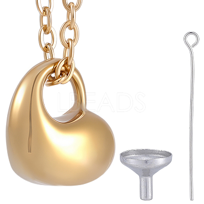 1Pc 304 Stainless Steel Heart Pendant Urn Ashes Necklaces NJEW-CN0001-20G-1