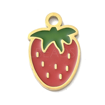 304 Stainless Steel Fruit Enamel Pendants STAS-G362-04G-14-1