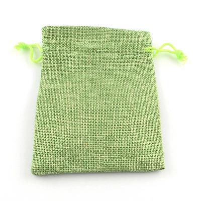Polyester Imitation Burlap Packing Pouches Drawstring Bags ABAG-R005-9x7-02-1