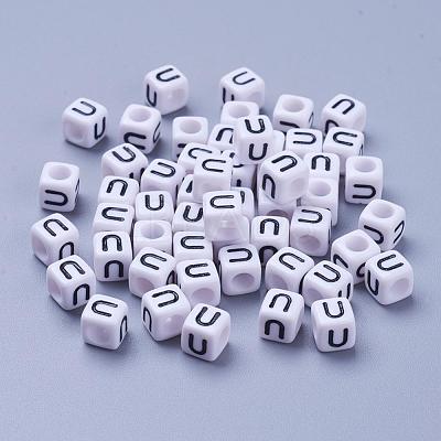 Acrylic Horizontal Hole Letter Beads PL37C9308-U-1