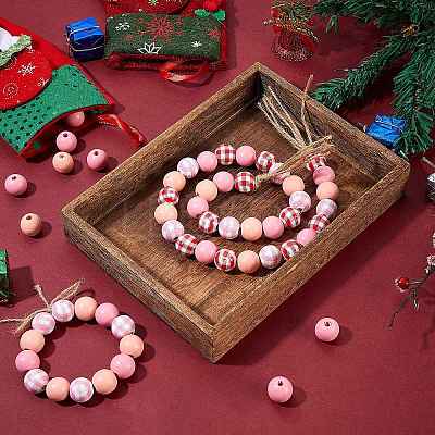 Painted Natural Wood Beads WOOD-SZ0001-10-1