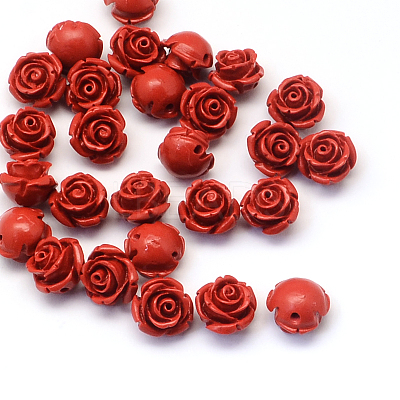 Flower Cinnabar Beads X-CARL-Q003-07-1