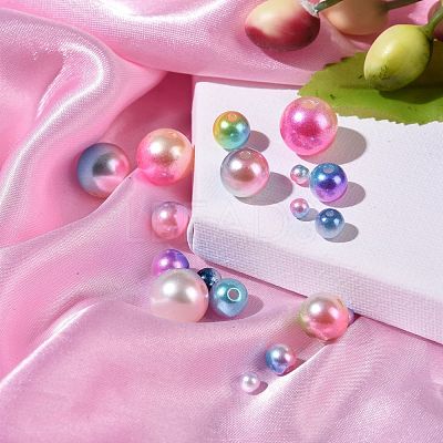 Rainbow ABS Plastic Imitation Pearl Beads OACR-MSMC001-03-1