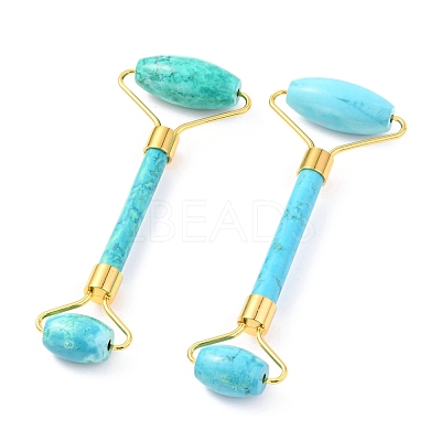 Natural Turquoise Brass Face Massager MRMJ-G009-41G-1