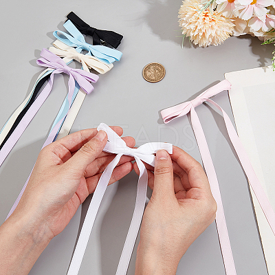 Big Bowknot Polyester Alligator Hair Clips AJEW-CP0008-39D-1