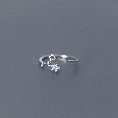 Alloy with Crystal Rhinestone Cuff Open Rings for Women FS-WG2A069-01-1