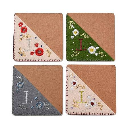 4Pcs Letter Personalized Hand Embroidered Corner Bookmarks JX587T-1