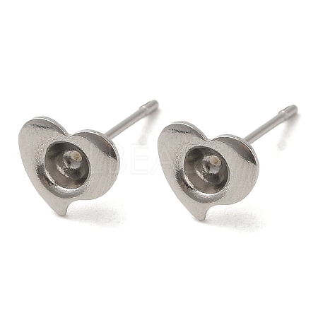 Heart 201 Stainless Steel Stud Earring Findings STAS-Q315-02P-1
