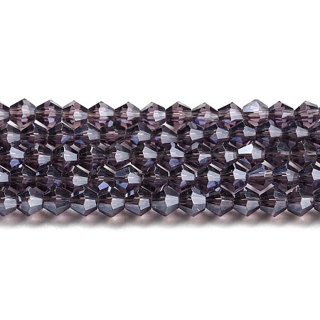 Transparent Electroplate Glass Beads Strands GLAA-F029-4mm-C04-1