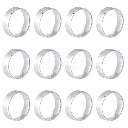 12Pcs 201 Stainless Steel Plain Band Ring for Men Women RJEW-UN0002-44B-1