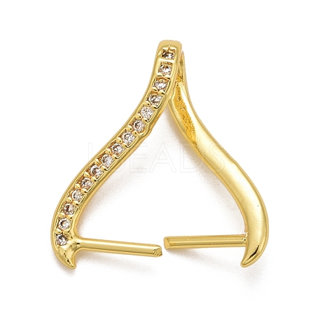 Rack Plating Brass Micro Pave Cubic Zirconia Ice Pick Pinch Bails KK-B056-01G-1