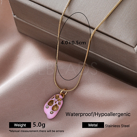 Vintage Retro 304 Stainless Steel Enamel Nuggets Pendant Necklaces for Women TT8983-3-1