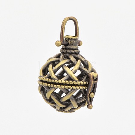Vintage Filigree Round Brass Cage Pendants LS-KK-D389-15AB-1