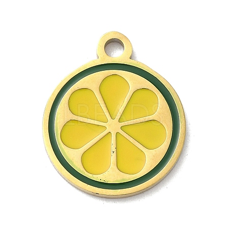 304 Stainless Steel Fruit Enamel Pendants STAS-G362-04G-03-1