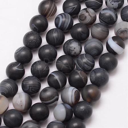 Natural Black Agate Bead Strands G-K166-12-8mm-03-1