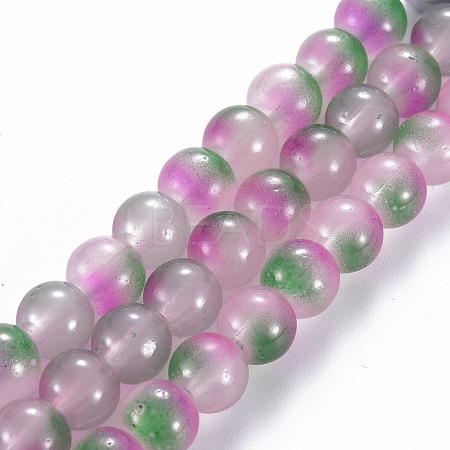 Spray Painted Glass Beads Strands GGLA-S058-001D-01-1