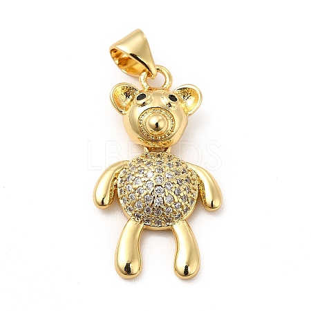 Rack Plating Brass Micro Pave Cubic Zirconia Pendants KK-E072-21G-1