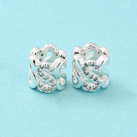 Brass Micro Pave Cubic Zirconia European Beads KK-H452-10S-1