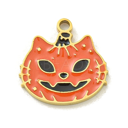 Halloween Theme Ion Plating(IP) 304 Stainless Steel Enamel Charms STAS-M011-03H-1