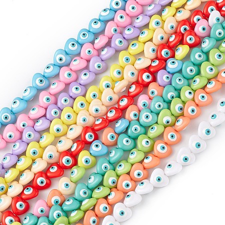 Evil Eye Resin Beads Strands RESI-F040-01-1