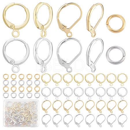 24 Pairs 4 Style Brass Leverback Earring Findings DIY-CN0002-60-1