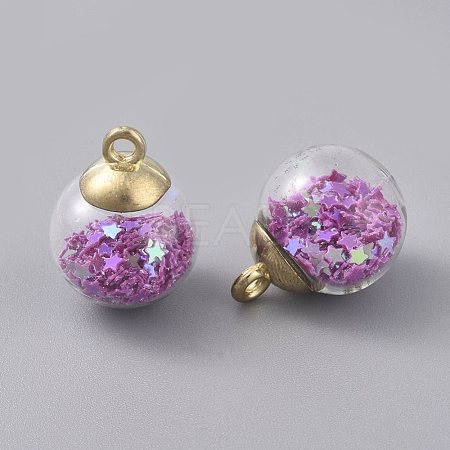 Glass Ball Pendants GLAA-WH0015-26D-1