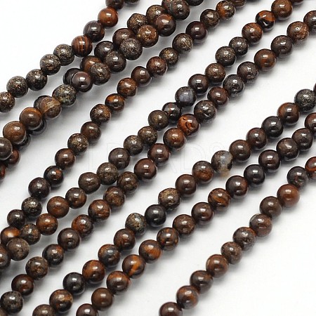 Natural Bronzite Round Beads Strands G-N0166-32-4mm-1