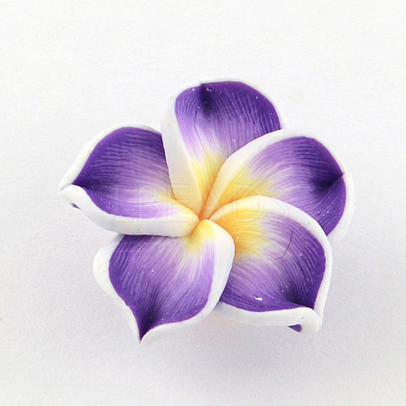 Handmade Polymer Clay 3D Flower Plumeria Beads X-CLAY-Q192-20mm-04-1