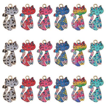 30Pcs 6 Styles Printed Alloy Pendants PALLOY-CJ0002-51-1