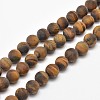 Frosted Natural Tiger Eye Round Bead Strands G-E262-02-6mm-1