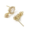 Oval Brass Micro Pave Clear Cubic Zirconia Stud Earring Findings LS-KK-C107-07G-2