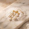 304 Stainless Steel & Plastic Pearl Oval Bead Tassel Chandelier Earrings for Women WGBEBE0-01-4