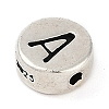 925 Sterling Silver Flat Round with Letter Beads STER-G044-01AS-A-2