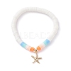 Heart & Polymer Clay Heishi Beads Stretch Bracelets Set BJEW-TA00044-9