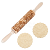 Phoenix Tail Flower Print Wood Rolling Pin WH-WG16496-01-1