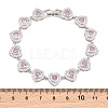 Brass Pave Cubic Zirconia Heart Tennis Bracelets for Women KK-CBA68DA-09P-02-5