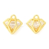 Real 18K Gold Plated Rack Plating Brass with Cubic Zirconia Pendants Charms KK-S396-12B-1