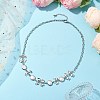 Flat Round Pearl with Bowknot Alloy Link Necklaces NJEW-JN04812-2