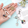 CHGCRAFT 2Pcs Chakra Tree Of Life Natural/Synthetic Mixed Stone Pendant Keychain KEYC-CA0001-39-3